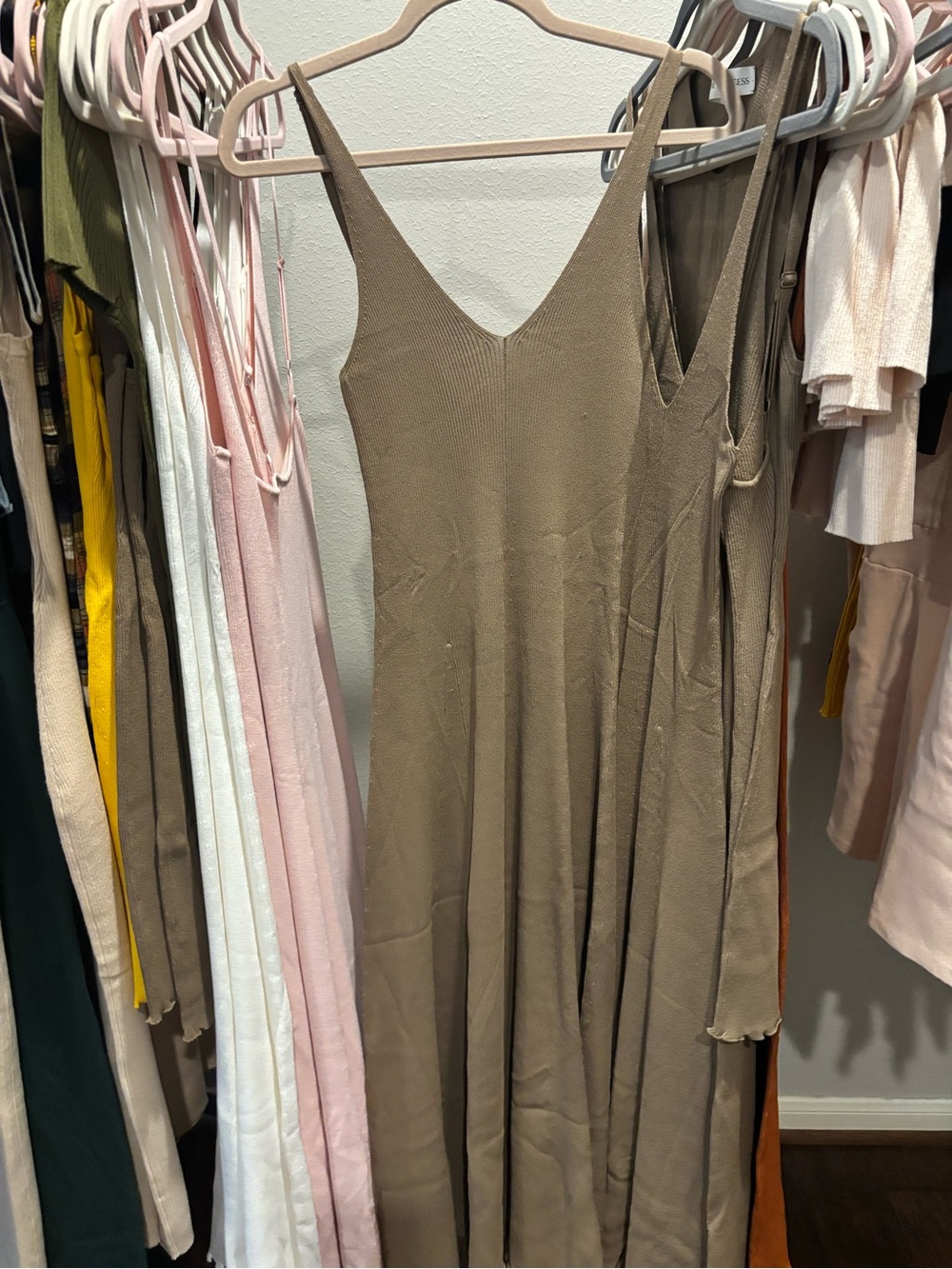 Live The Process Taupe Ribbed V-Neck Tank - Picture 2 of 2